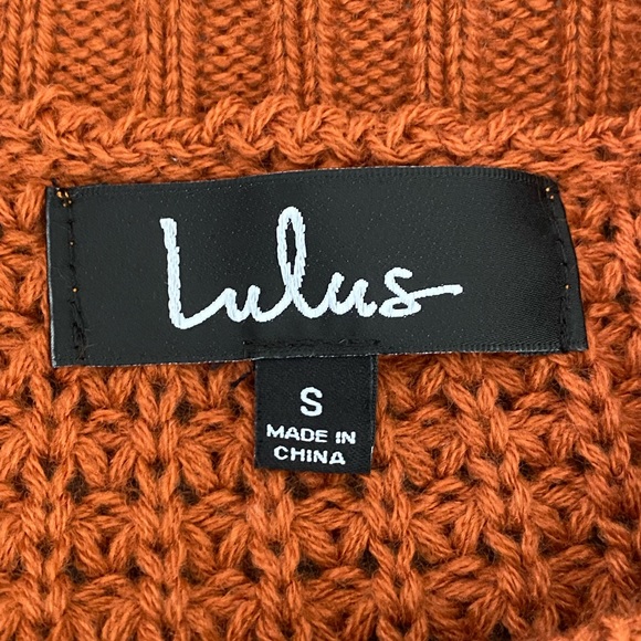 Lulu's Campfire Cozy burnt orange open weave sweater size S - Picture 4 of 5